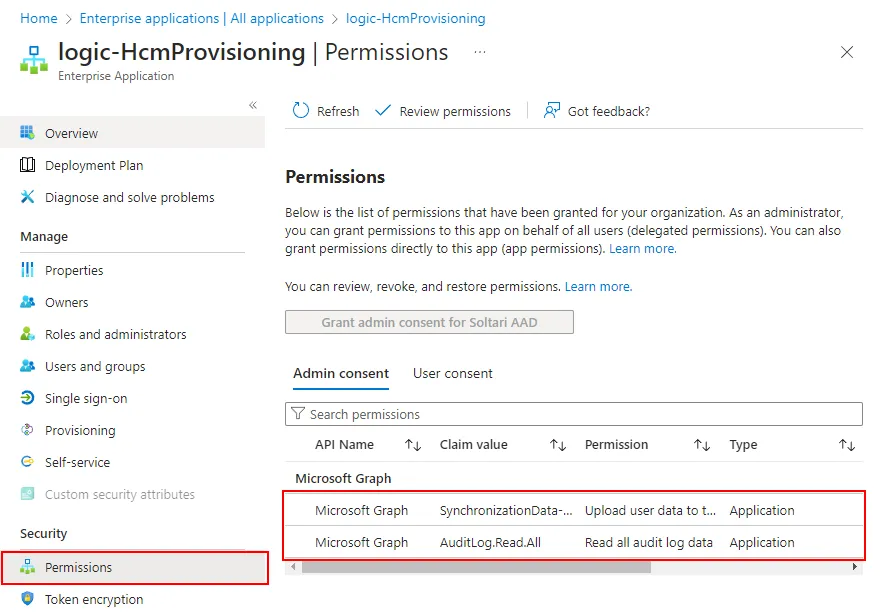 Abbildung 7: Service Principal Berechtigungen