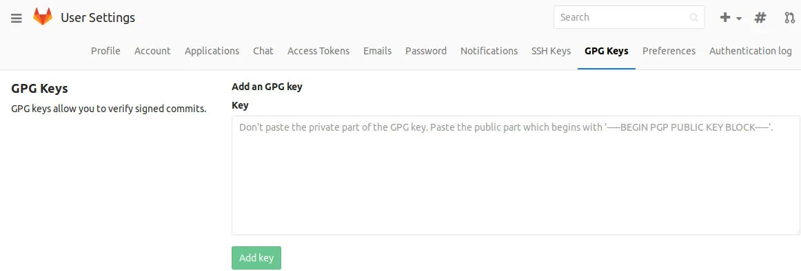 GitLab GPG keys