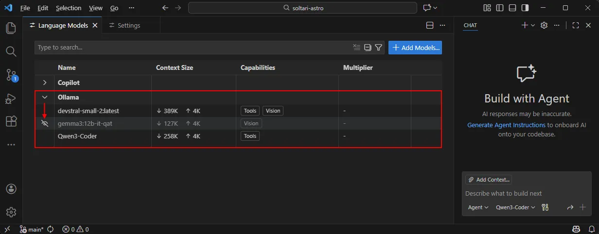 Abbildung 2: Copilot Chat Modellkonfiguration